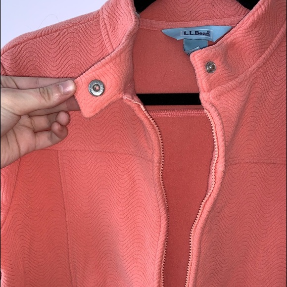 L.L. Bean Pink Soft Quilted Snap Button Zip Front Pullover Top Medium Women’s - Picture 4 of 9